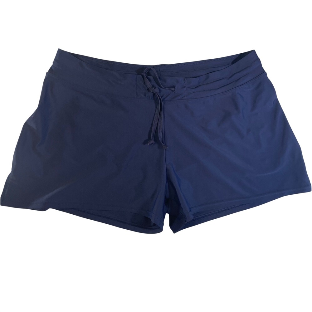 CharmLeaks Swim Shorts Women Navy Blue Drawstring Board Shorts L/XL